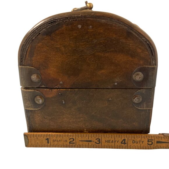 Small Decorative Wood Treasure Chest Jewelry Box With Brass Accents - Picture 10 of 10